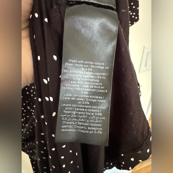 ICHI Ihlisa DR6 Jersey Mini Dress Black Polka Dot Size Large Stretch EUC - Picture 8 of 10